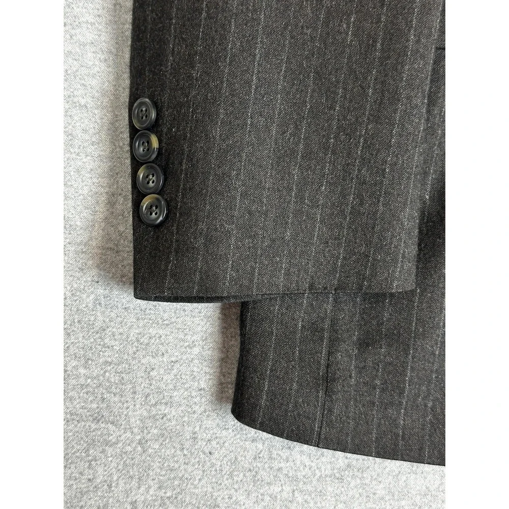Nautica Blazer Mens 40R Charcoal Gray Pinstripe Wool Two Button Center‎ Vent